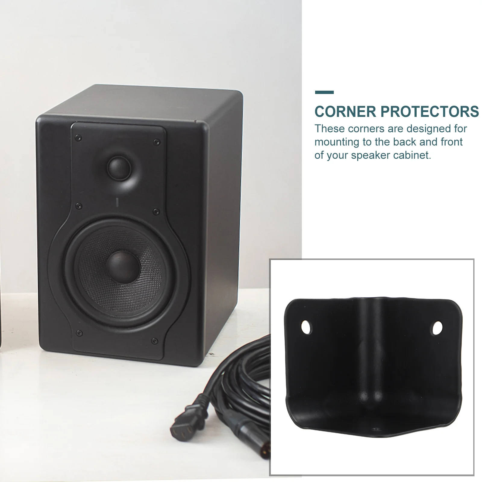 4Pcs Speaker Corner Guards Iron Protective Covers Black Anti-Collision Shock Absorption for Front Back Speaker Cabinets