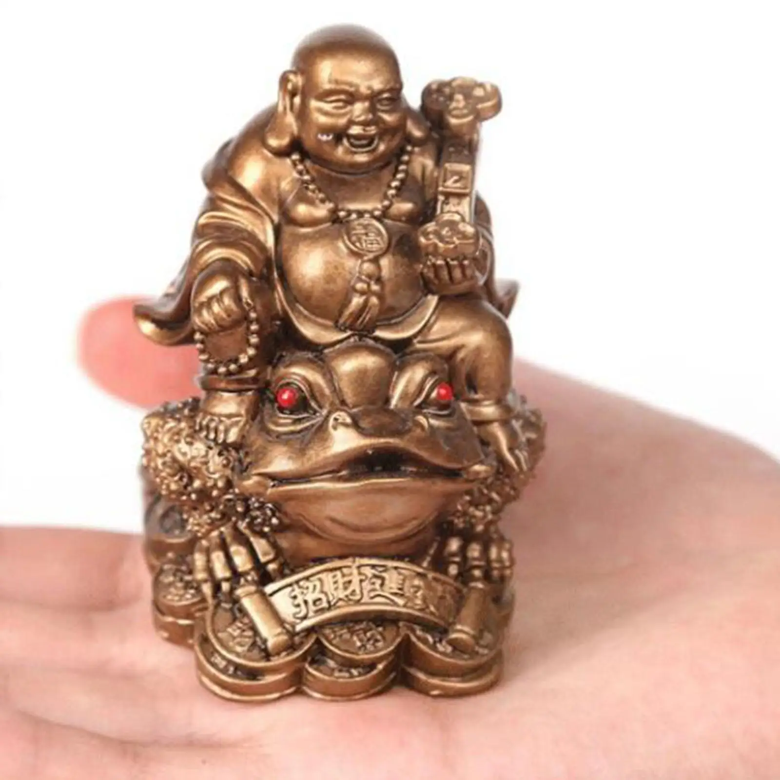 Laughing Buddha Sit On Money Frog Statue for Tabletop Decoration Office Gift view 6