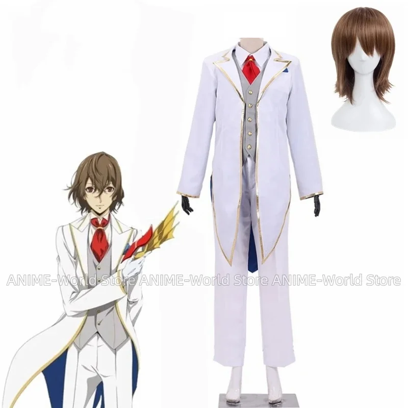 

Костюм для косплея игры «Goro Akechi», белый смокинг, костюм-униформа, парик «Goro Akechi», Белый наряд на заказ