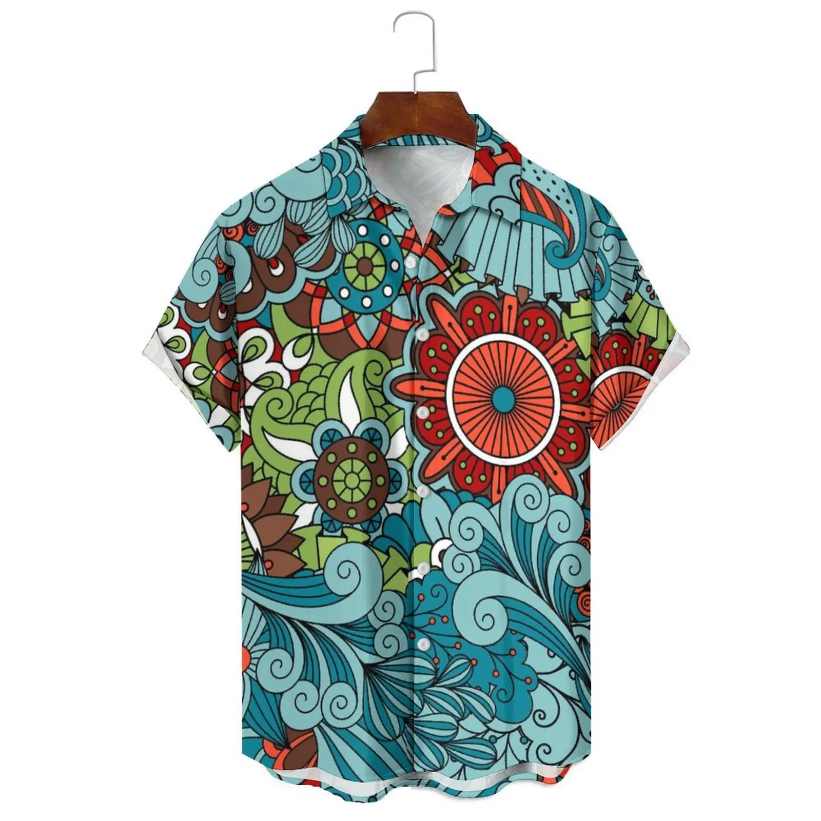 

Summer Fashion Abstract Illustration Print Men/Women Eerie Wind Music Festival Can Wear Casual Loose Shirt Short Sleeve Daily