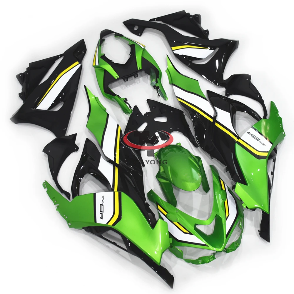 Injection Green white yellow striped decal Motorcycle For Kawasaki ZX6R Full Fairing Kit 2024-2025 636 Bodywork Cowling