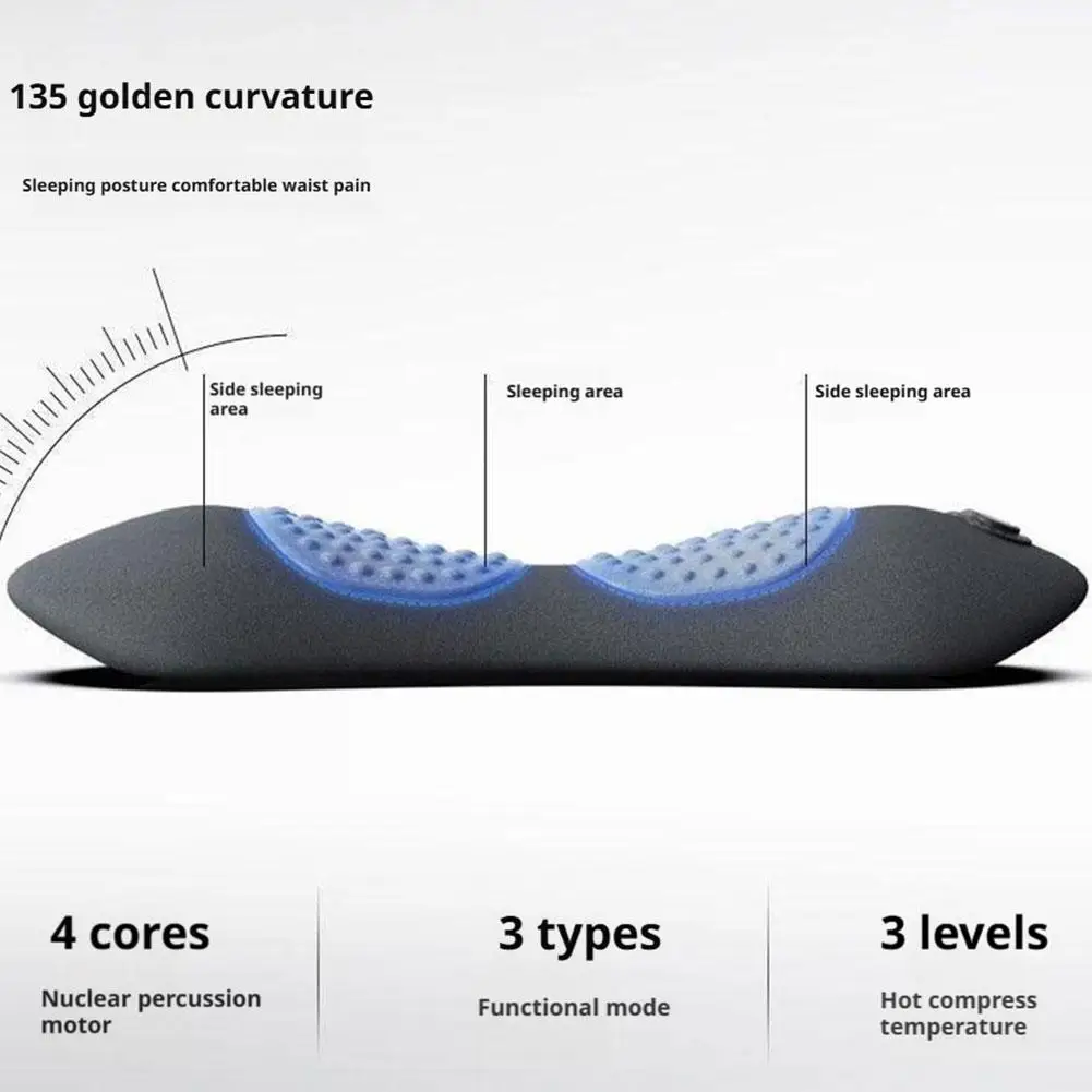Okayso  3 in 1  Lumbar Support Massager Pillow Adjustable Height Back Massager Heating Vibratin Lying Flat Waist Relief Massager