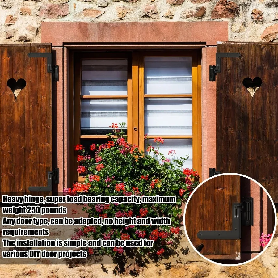 16 عبوة من 8 أزواج من مفصلات مصراع الصلب العمياء 11 16 بوصة مصراع الحديد المطاوع الأسود يرفع المفصلات القابلة للعكس للخدمة الشاقة