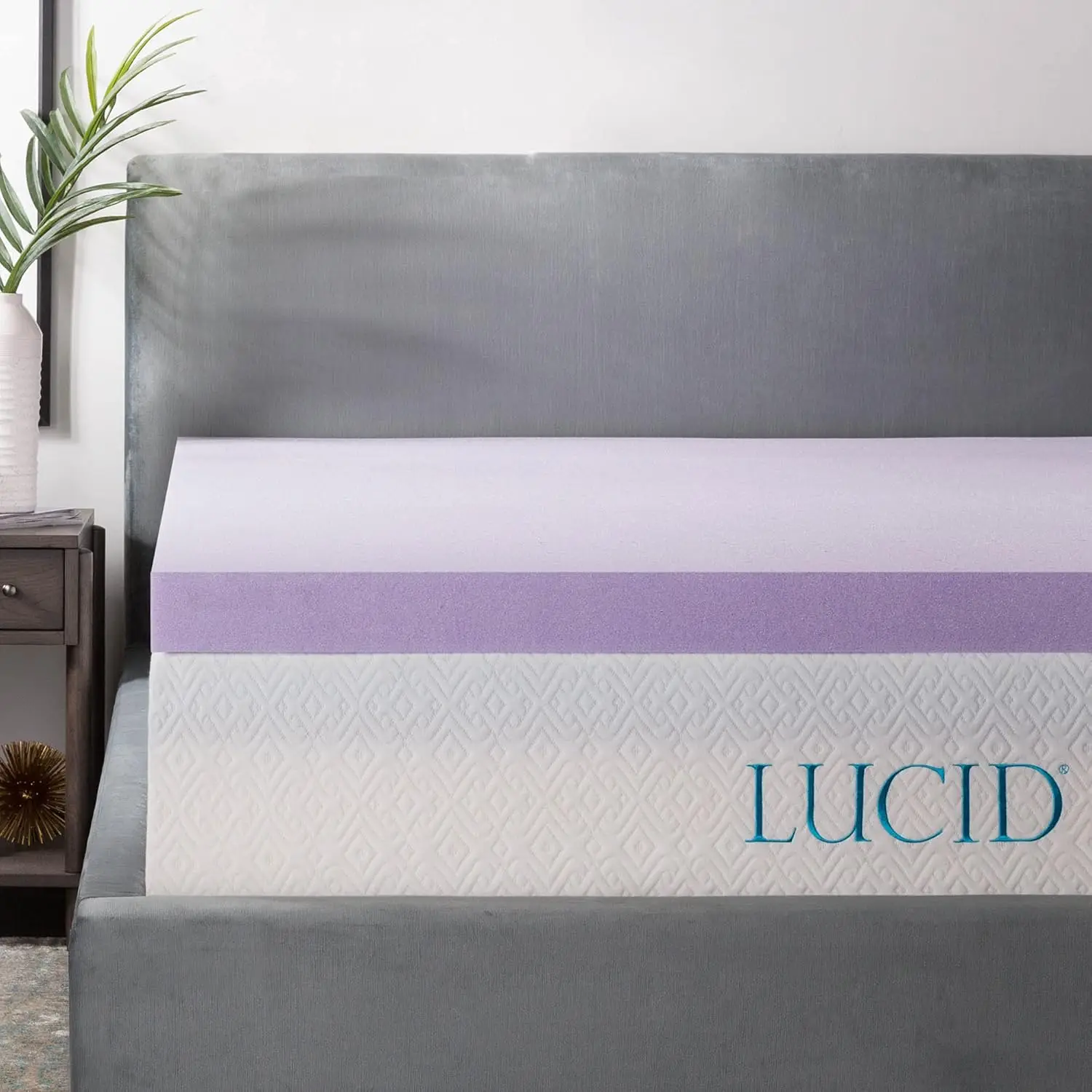 

LUCID Lavender Infused Memory Foam Mattress Topper, Twin XL, 3 Inch, Ventilated Design - Lavender Topper