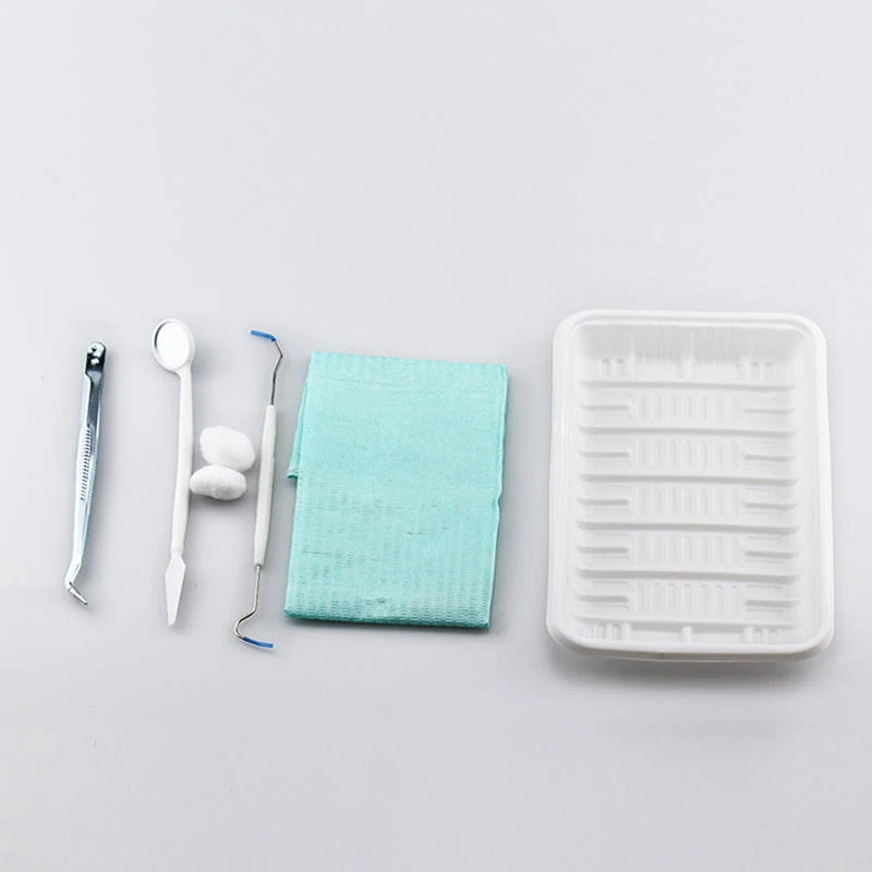 TJDent Disposable Dental Oral Instrument Box with Probe Tweezer Mouth Mirror Cotton Ball Scarf Dentistry Hygiene Care Tools view 3