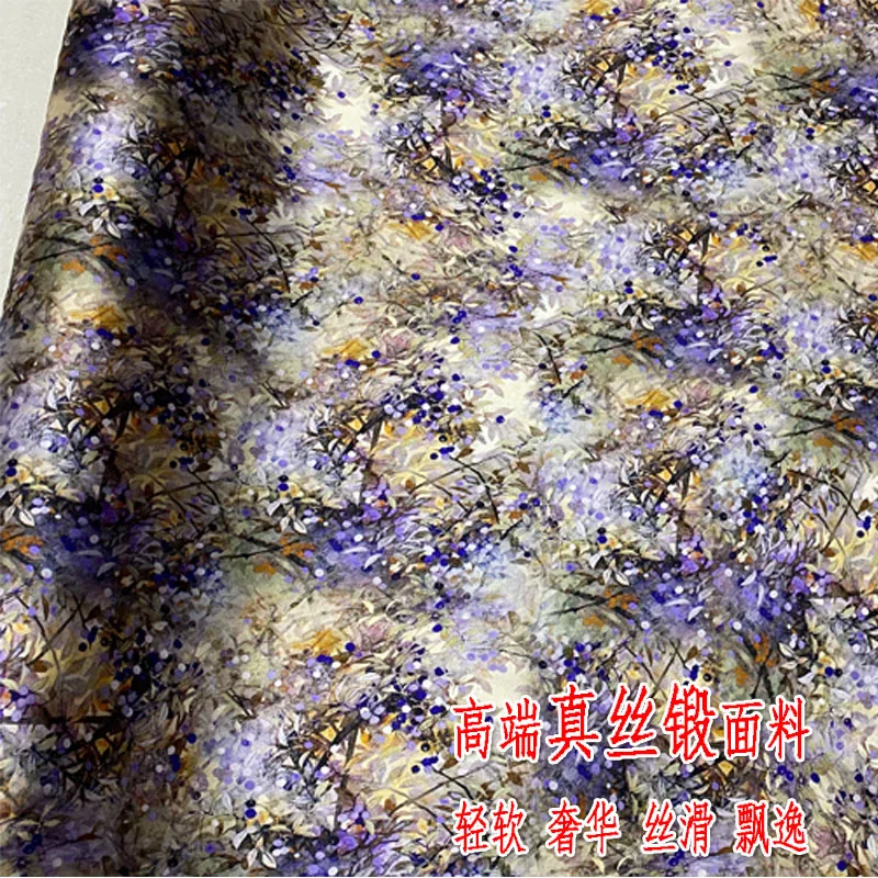 ดอกไม้พืช 19 momme ผ้าไหมแท้สแปนเด็กซ์ซาตินผ้าชุดนอนเสื้อ Cheongsam