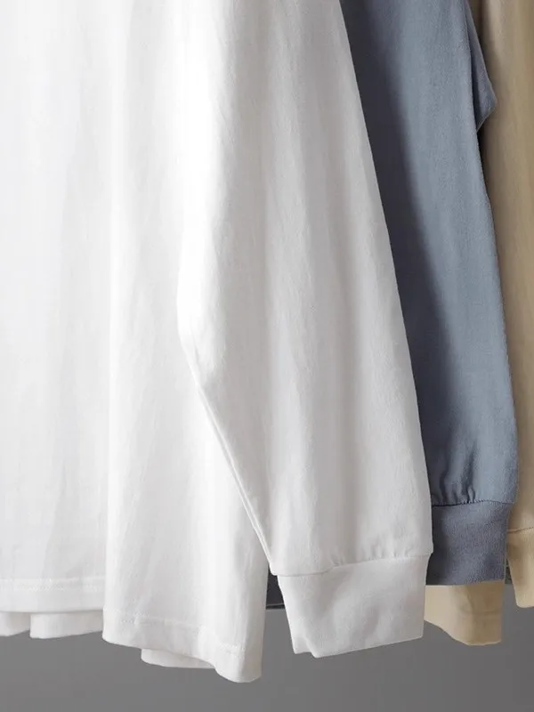 Solto longo sve redondo ne base irt masculino primavera outono camiseta confortável interior usar simples camisola coreano sle