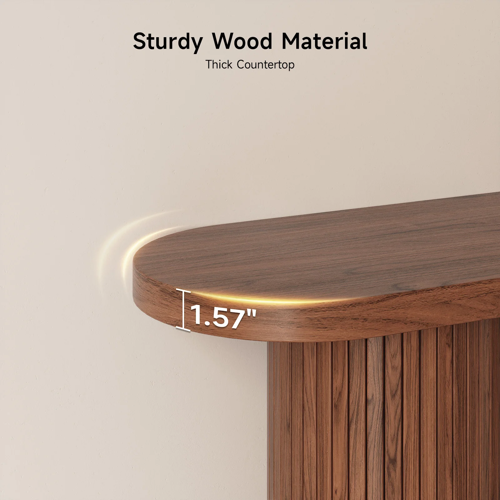 55 Inch Farmhouse Console Table, Fluted Entryway Table, Long Wooden Sofa Table  for Entryway, Foyer, Hallway