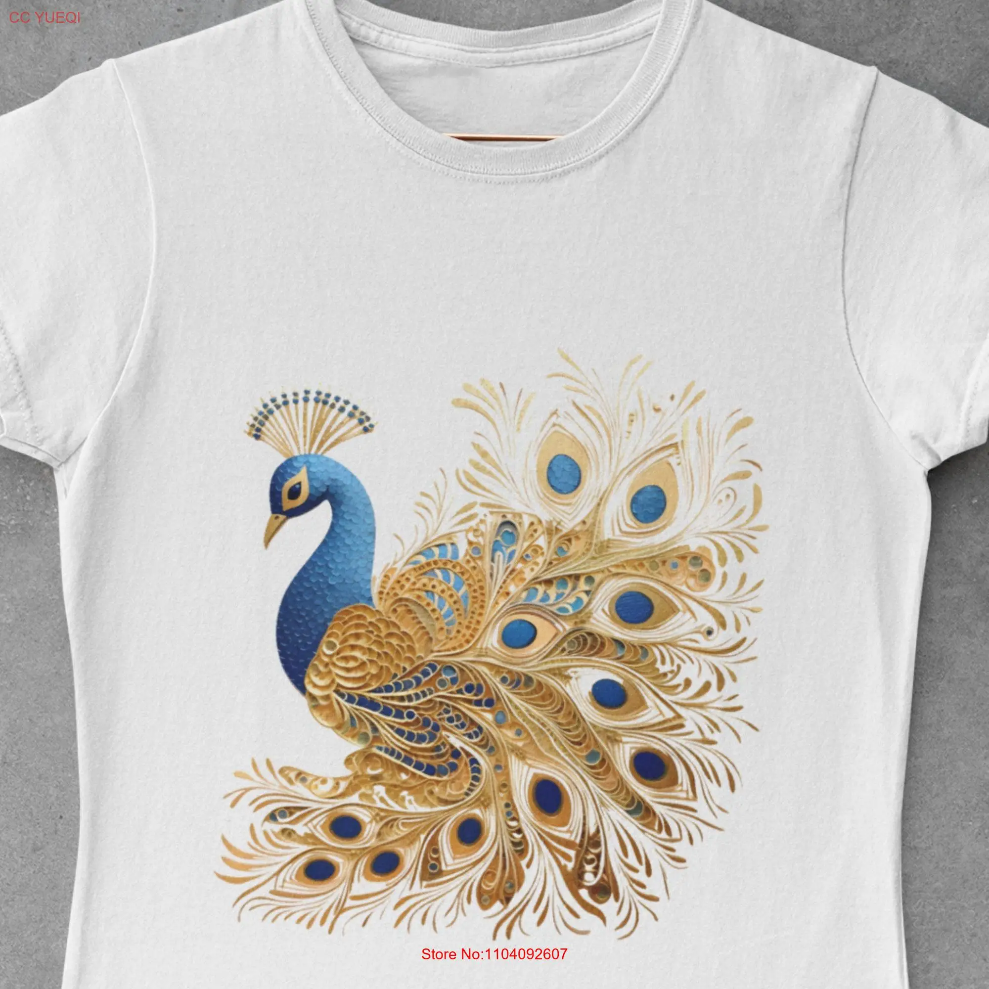 Peacock t shirt prinT Heavy Cotton Royal Blue Bird lovers Wildlife top Peahen gift long or short sleeves