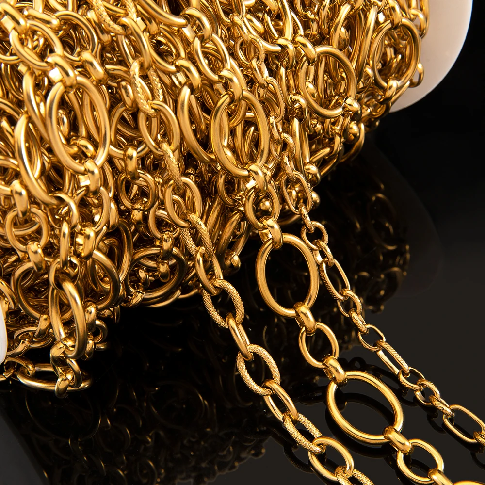 1Meter Stainless Steel Oval Embossed Thick Cuban Chain for DIY Hip-hop Bracelets Necklaces Jewelry Making Accessories