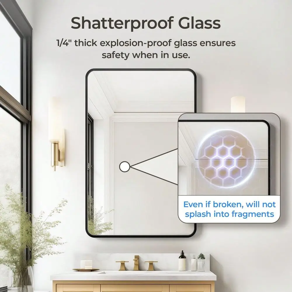 

X 36 Inch Black Bathroom Mirror