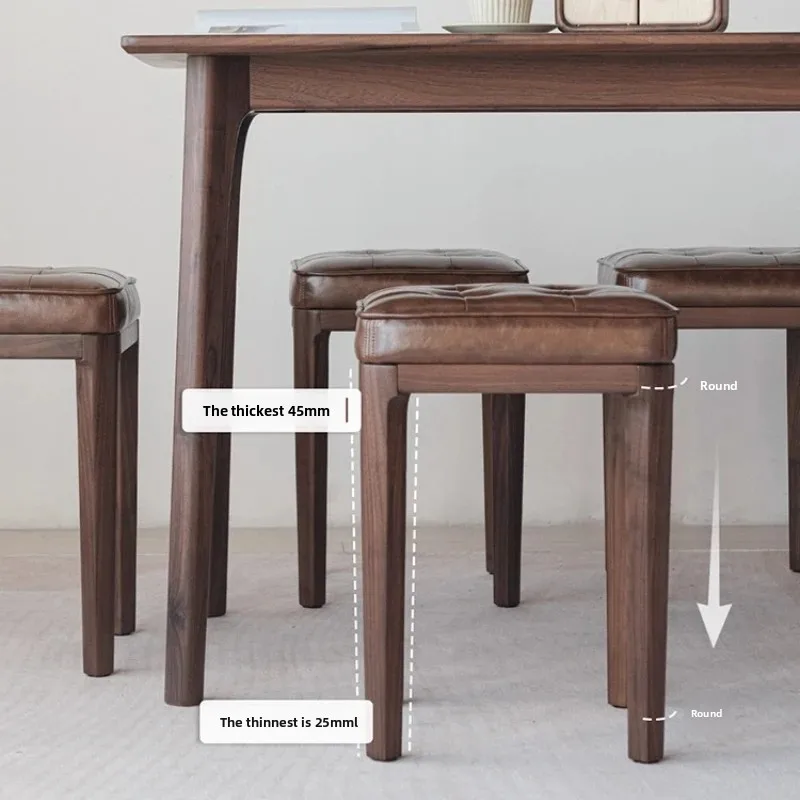 Solid wood stool, stackable for home use, simple bench soft bag