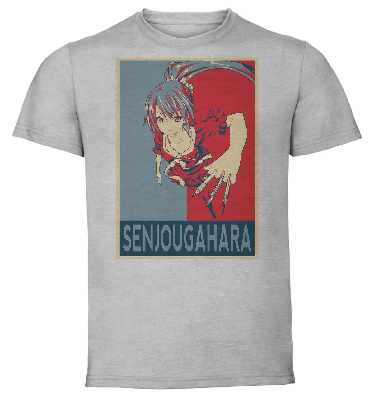 T-Shirt Unisex Grey Propaganda Monogatari Series Senjougahara Hitagi variant 4