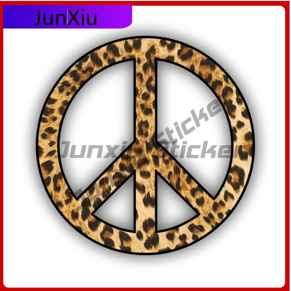 

Peace Sign Leopard Print Sticker Scratch-proof Decals Accessories Car Motorcycle Bicycle Skateboard Laptop Rv Laptop Luggage Suv