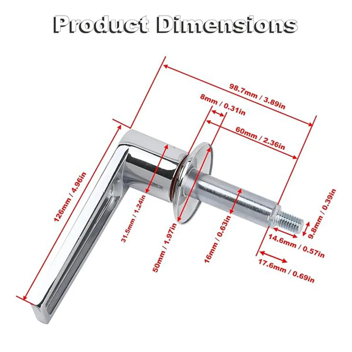 P15F Sturdy Barn Door Handle with Chrome Plating -17.6mm Hole Spacing for Cabinets Hardware