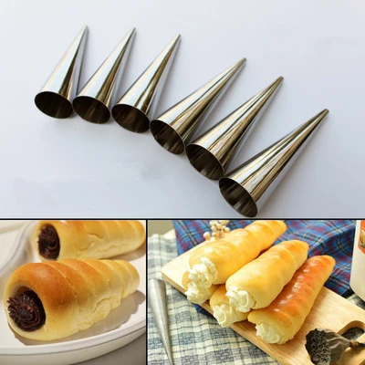 10 stks/partij DIY Bakken Kegels Rvs Spiraal Croissant Buizen Hoorn Brood Gebak Maken Gereedschap Cakevorm Bakken Levert H559