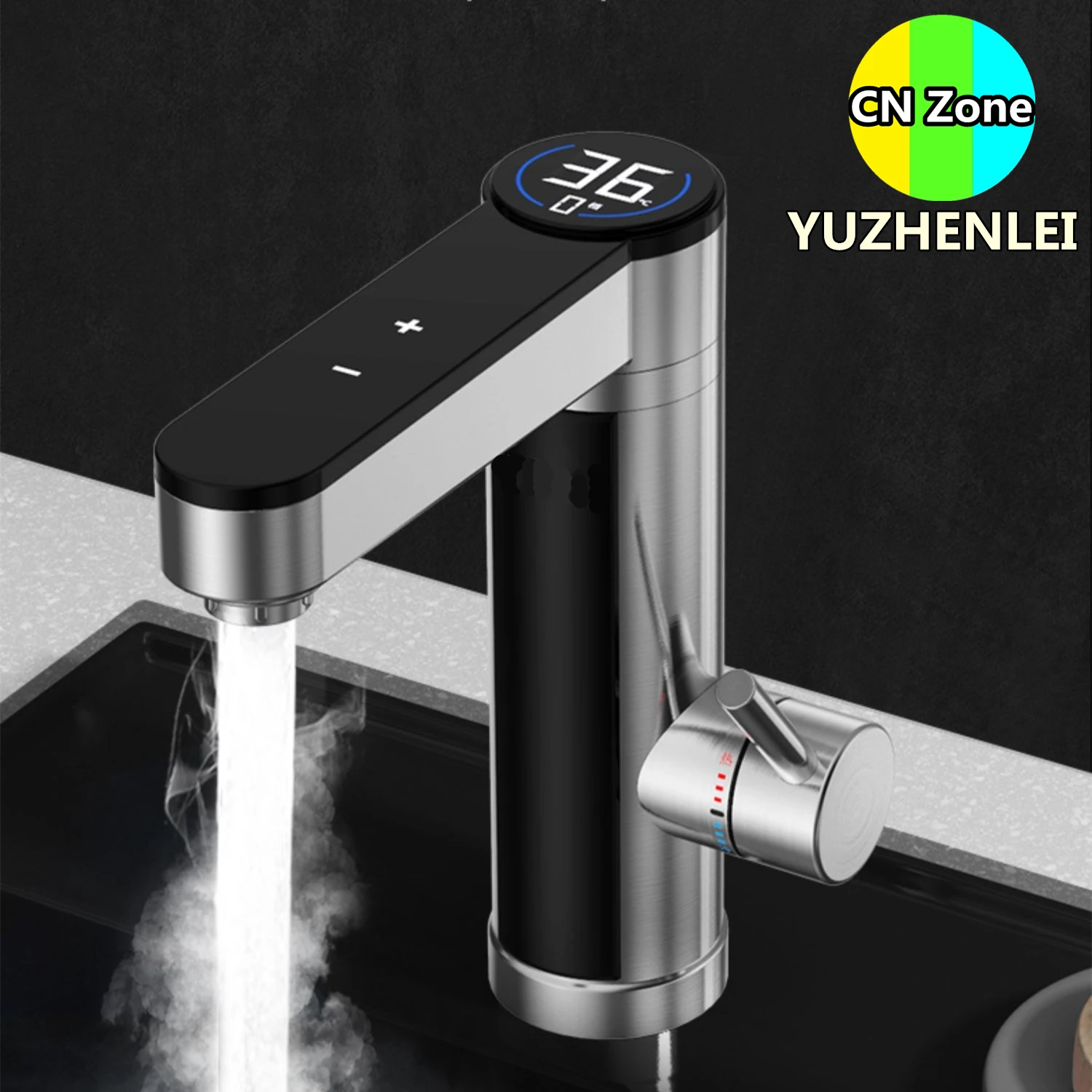 

Stainless Steel Instant Hot Water Faucet Electric Fast Heater Tap Tankless Heating Type 3.4KW Kitchen Washroom Balcony Dual-use