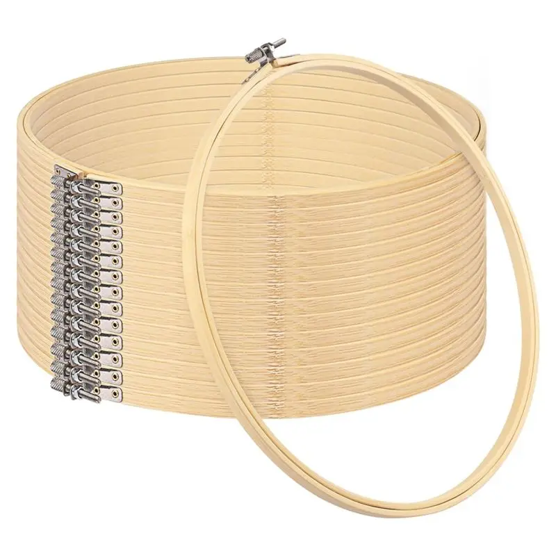

ABKW-15PCS Bamboo Embroidery Hoops Kit 2 Inch Embroidery Hoop Kit Adjustable In Bulk For Needlework, Sewing And Crafts
