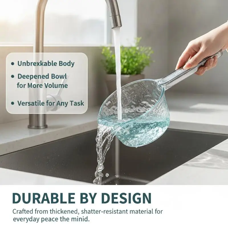 Water Ladle Thickened PP Glacier Texture Non Slip Handle Lightweight Scoop for Household Camping Gardening Kitchen Use