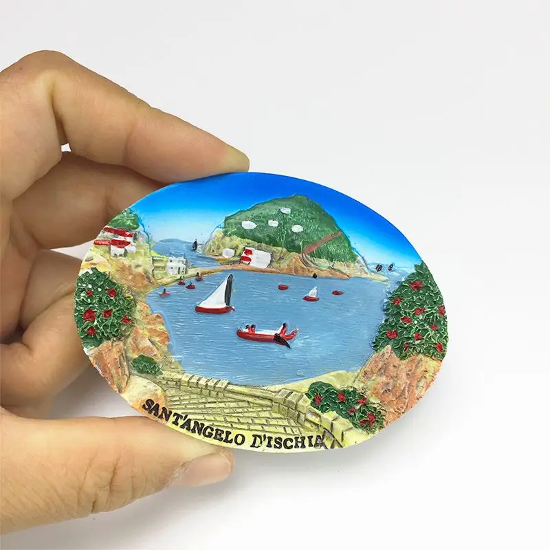 

Italy San Angelo Seaside Town Scenery Cultural and Creative Refrigerator Magnet Travel Souvenir Home Decoration