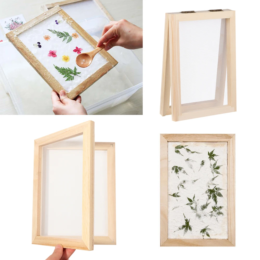 Natural Learning Craft Tool Wooden Mesh Mold Paper Making Mould Frame Paper Making Screen DIY Papermaking