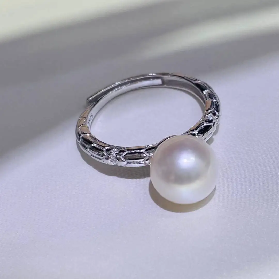 

Регулируемое кольцо из стерлингового серебра S925, фурнитура, крепления, аксессуары, детали, фитинги для жемчуга 8-9 мм, 5 шт./лот