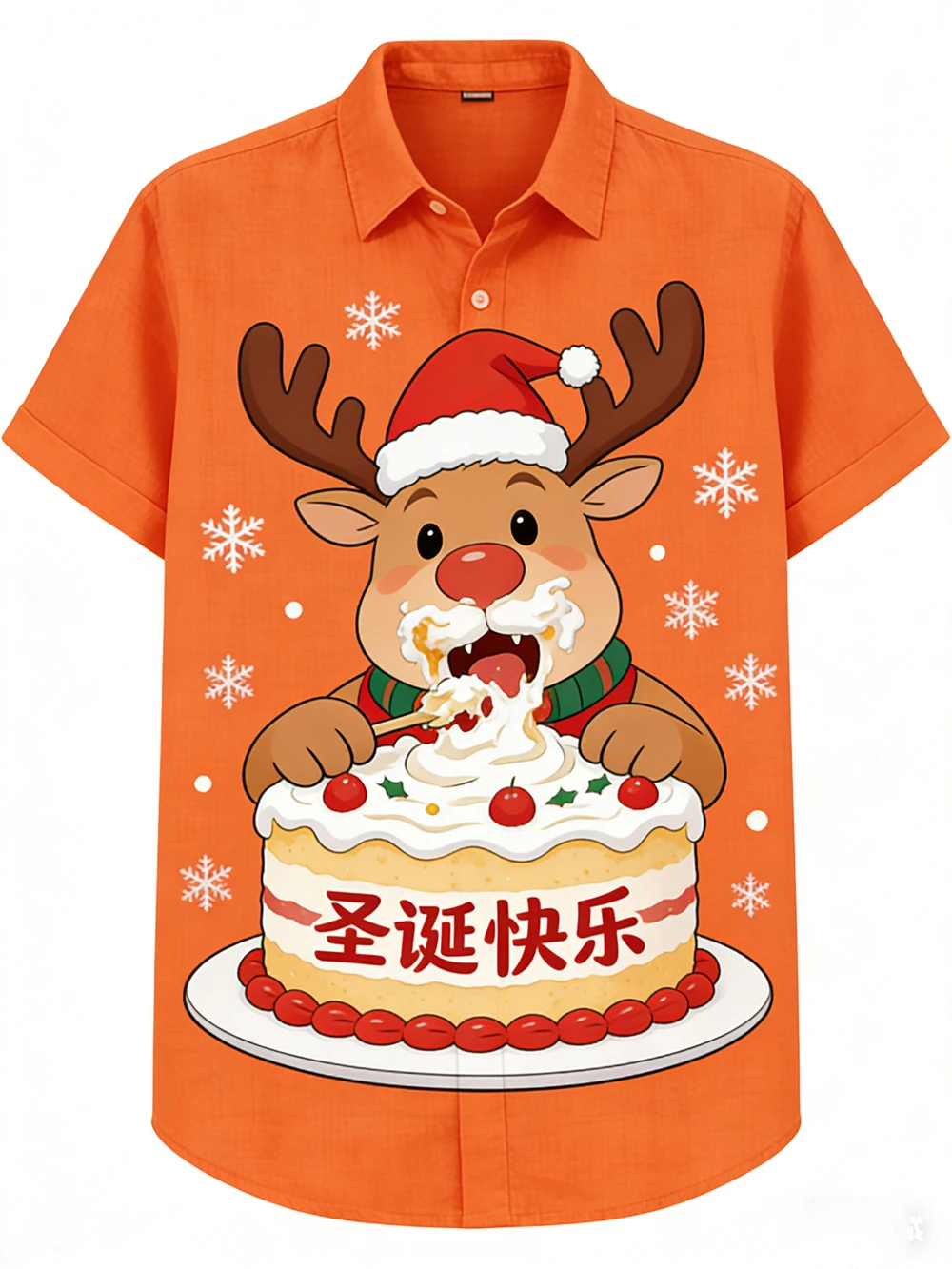 

Men's Linen Santa Claus Tree Gift 3D Printed White Shirt Hawaiian Tropical Casual Shirt Festival Party Clothing Men's New Year's