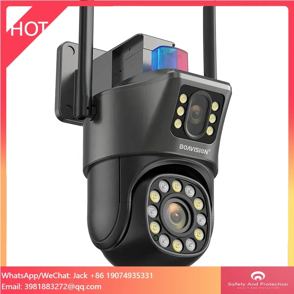 

4MP Outdoor Wifi Camera Dual-Lens Dual-Screens PTZ Camera And Fixed-point Camera AI Human Auto Tracking Two Way Audio Camhipro