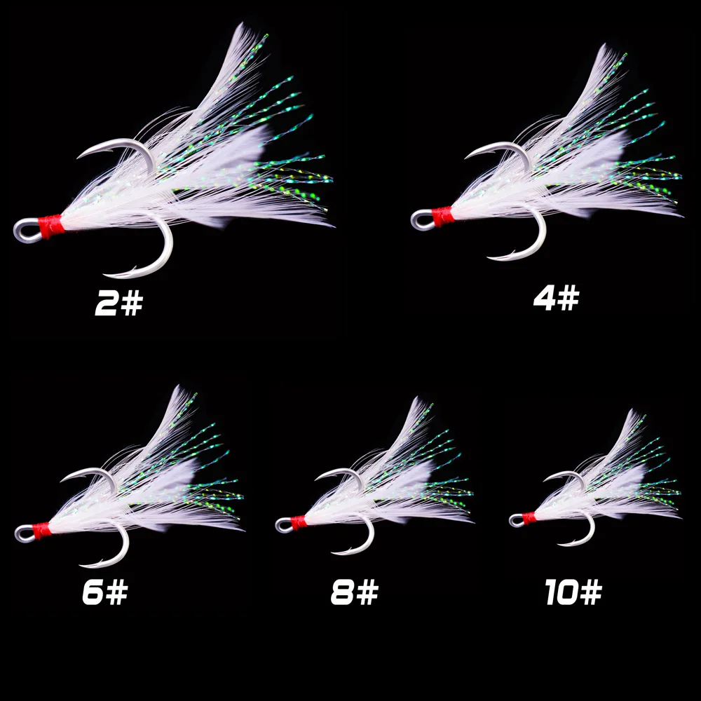 Proberos anzuelos triples con plumas – Afilados acero al carbono - imagen 2
