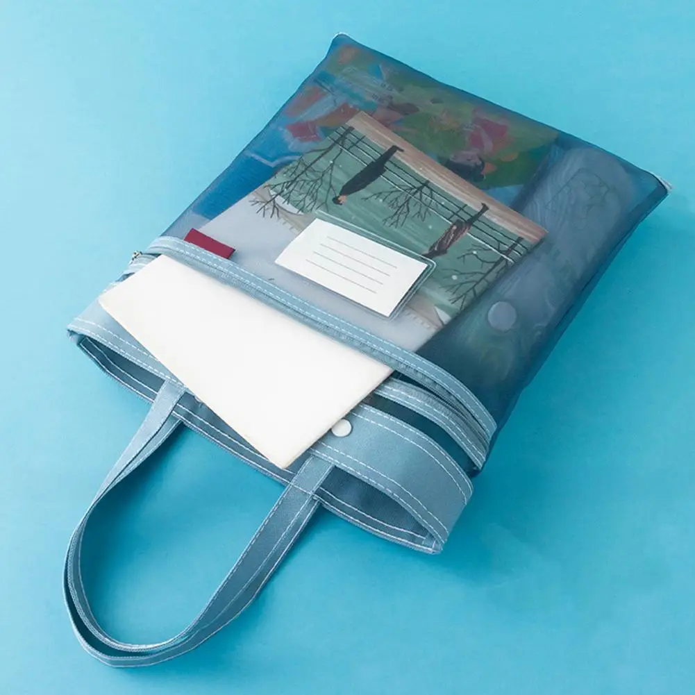Organizador de archivos de capacidad, bolsa con cremallera de malla de doble capa con asa para suministros escolares de oficina para viajes y transporte