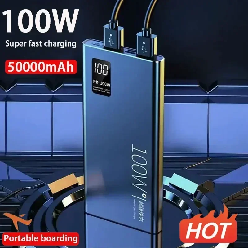 100W Super Fast Charging 50000 MAh Power Bank with 100% Sufficient Capacity for Mobile Power Supply for Various Mobile Phones