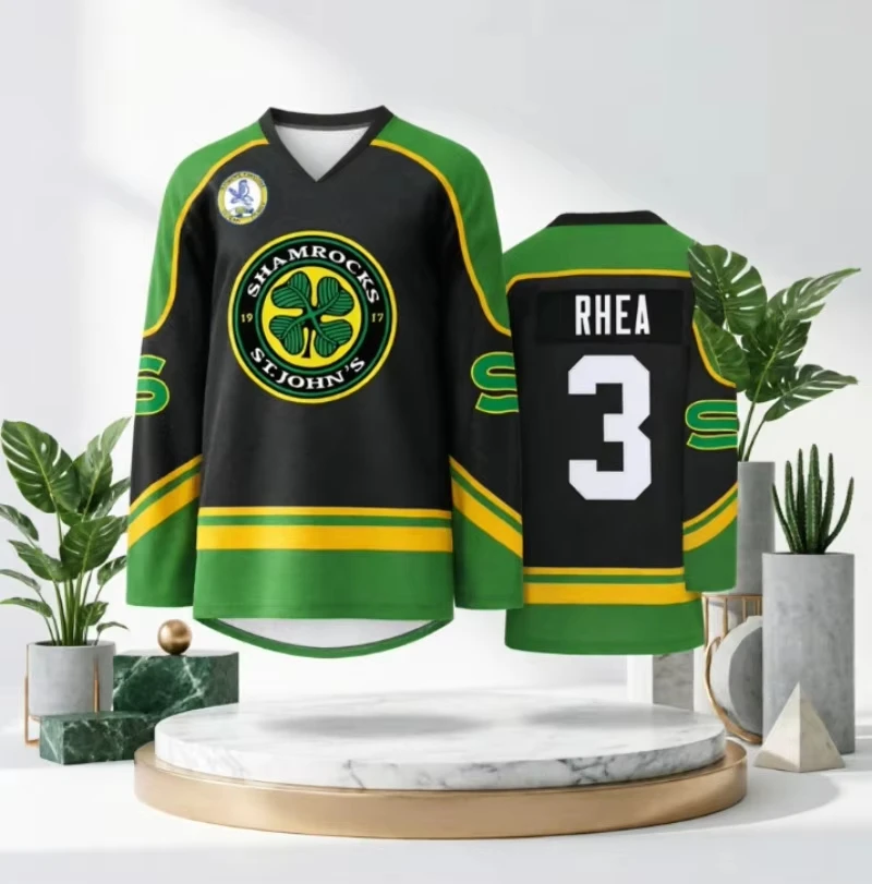 Ross the BOSS ST John's Shamrocks #3 RHEA Hockey Jersey Movie Goon Sportswear Cosplay EMHL Sewing Embroidery Family Matching