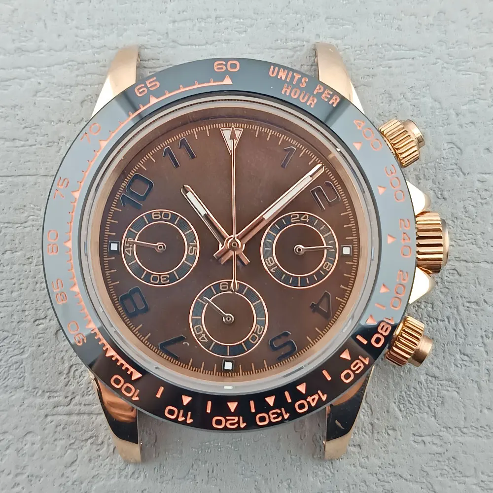 40mm Daytona watch case panda eye dial  hands fit for VK63 movement 29mm dial stainless steel sapphire waterproof case  parts view 6