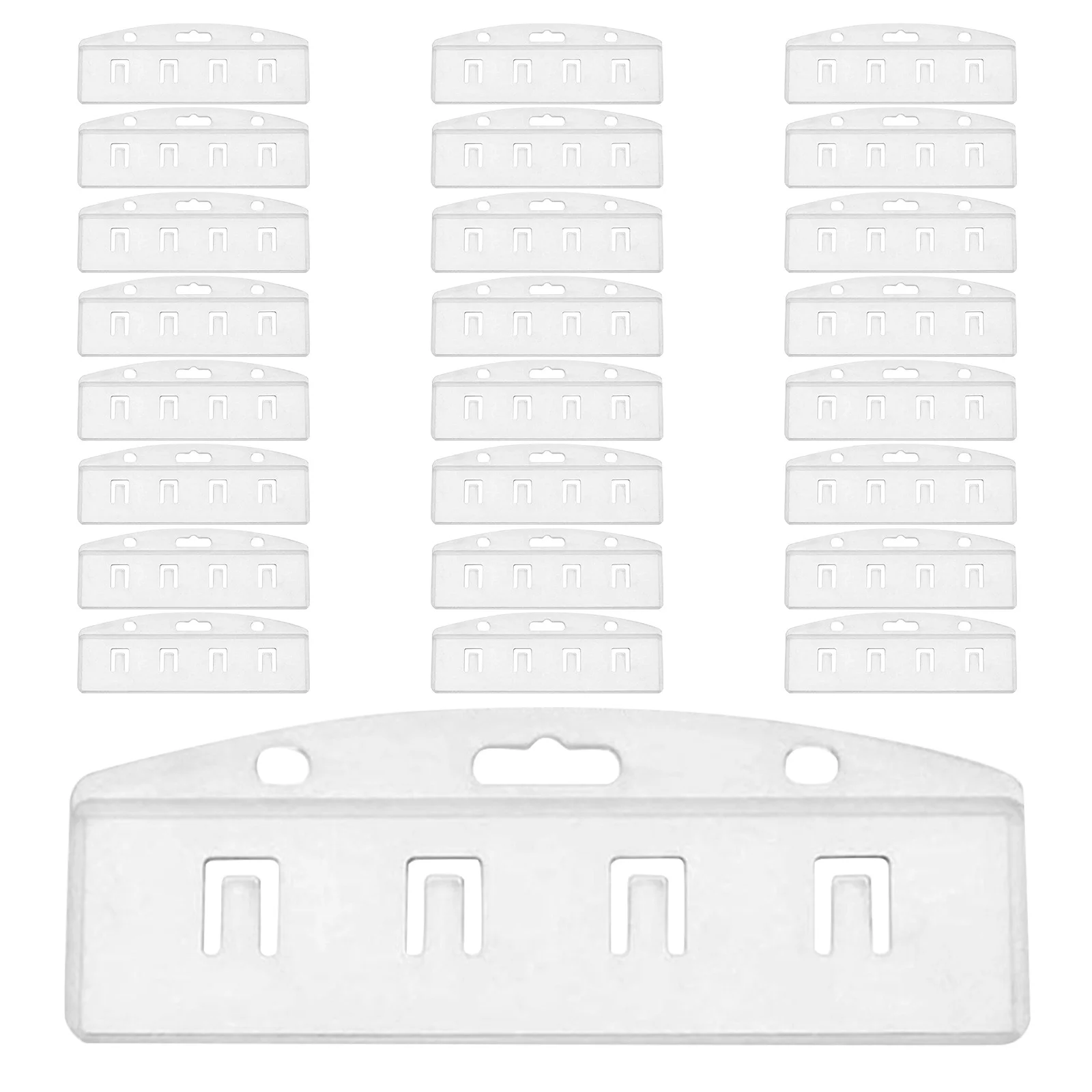 

25Pcs Clear Horizontal Badge Holders Transparent Half Card Rigid Plastic Id Protector Office Conference Swiping Credit Card