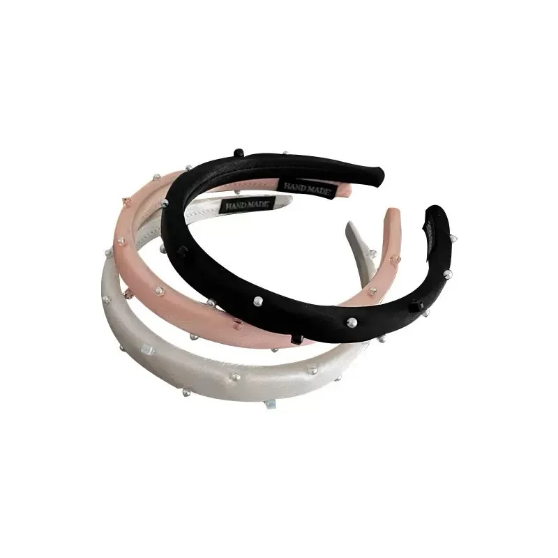 عصابة رأس من مادة الحرير الكريستالية واللؤلؤ الجنية الحلوة على طراز الغابة، إكسسوارات شعر الوجه للنساء