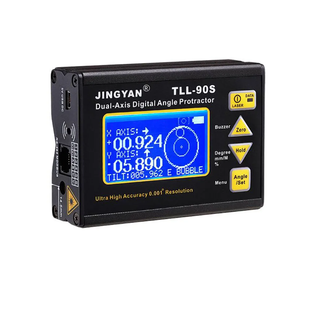 Electronic level high-precision angle meter ruler 0.005 degrees laser dual-axis digital display inclinometer TLL-90S