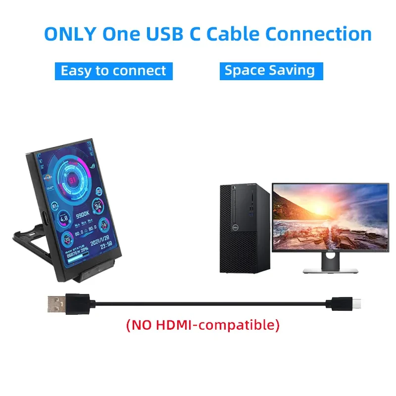 

3,5-дюймовый USB-дисплей Type-C, IPS, вторичный экран, ЖК-дисплей, процессор, GPU, RAM HDD, 3,5x320, USBC, не совместимый с HDMI монитор, NO AIDA64