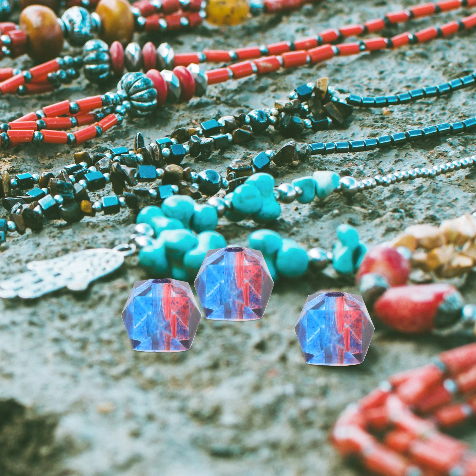 200개 스프레이 페인트 비즈 액세서리 기하학적 모양 아크릴 비즈 DIY 쥬얼리 공예 프로젝트 팔찌 목걸이용