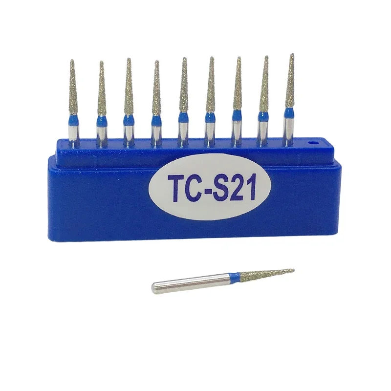 10pcs/Box Dental Diamond Burs Drill Dia-burs for High Speed Handpiece Polishing Tools TC-11F TC-11