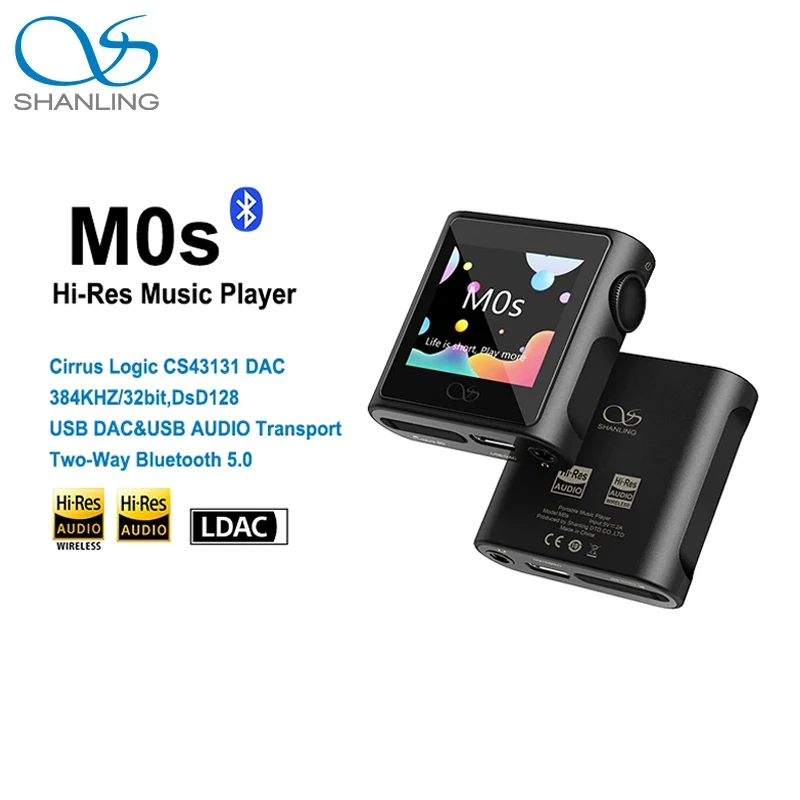 SHANLING M0S MP3 Player Hi-Res Audio Music Player MP3 CS43131 USB DAC AMP Two-Way Bluetooth 5.0 LDAC/aptX/AAC/SBC PCM384 DSD128