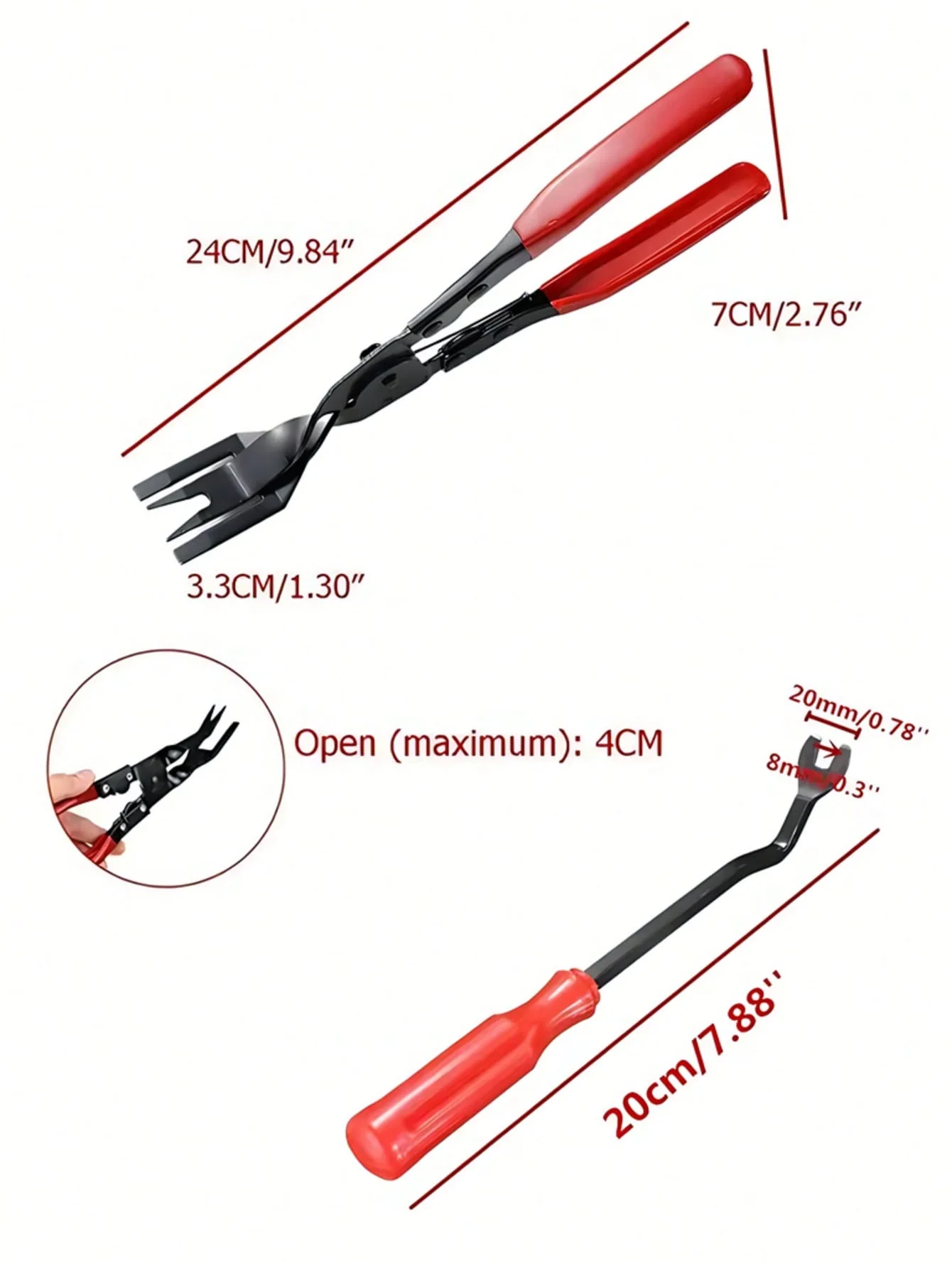 Kit de herramientas de extracción de molduras de automóviles de 40 piezas: juego profesional de extractores de paneles interiores con alicates de clip, barras de palanca planas y destornilladores, no