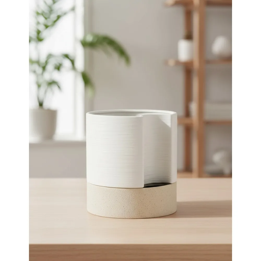 

8-дюймовый самополивающийся керамический горшок с дренажем и хранилищем воды для комнатных и уличных растений, суккулентов, трав, фиалков