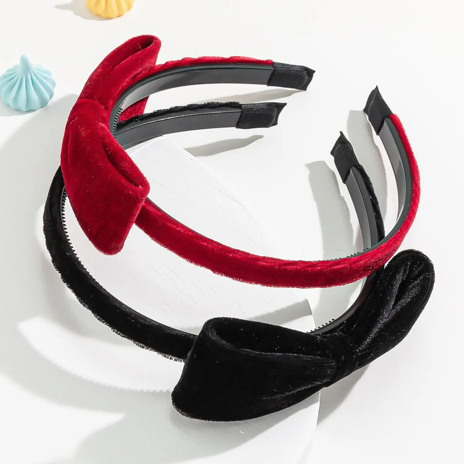 

French Vintage Bowknot Hair Band Black Red Bow Headband Children Hairbands For Girls Fashion Head Hoop Hair Accessories