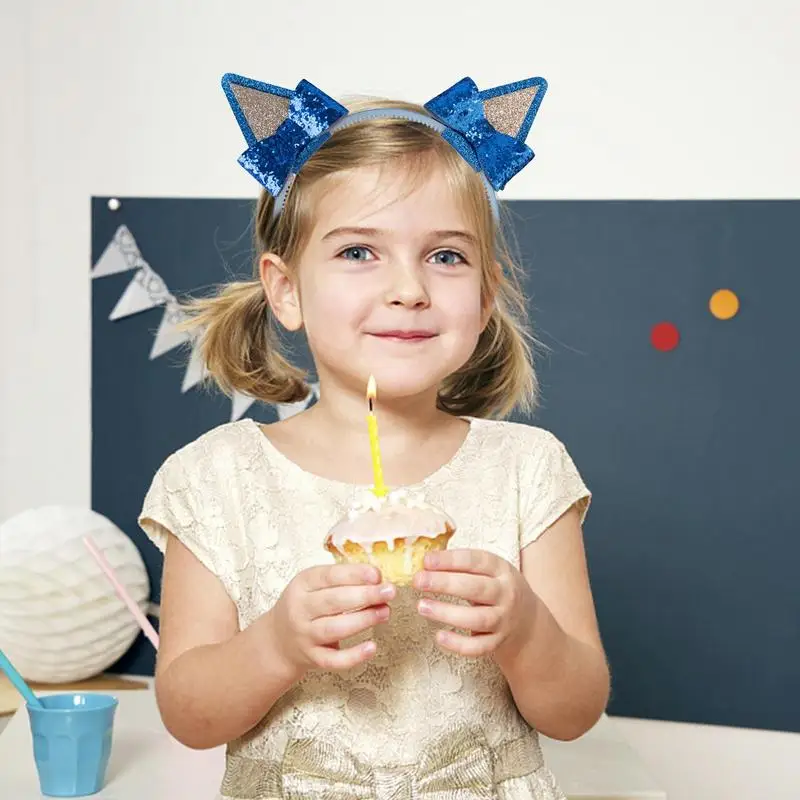 Fermagli per capelli con orecchie per bambini con papillon Accessori per capelli di Halloween Accessori per capelli blu Accessori per costumi di Halloween