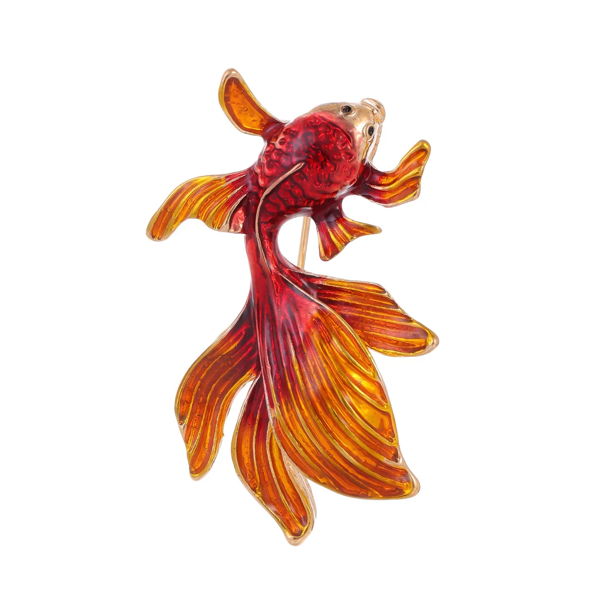 Cute colored goldfish brooch for men and women fashionable metal drop glaze enamel fish animal brooch versatile jewelry gift