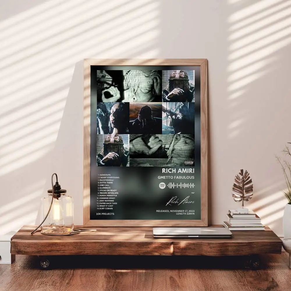 ملصق رائع من ريتش أميري غيتو، ملصق فني ذاتي اللصق مقاوم للماء، غرفة القهوة والبار