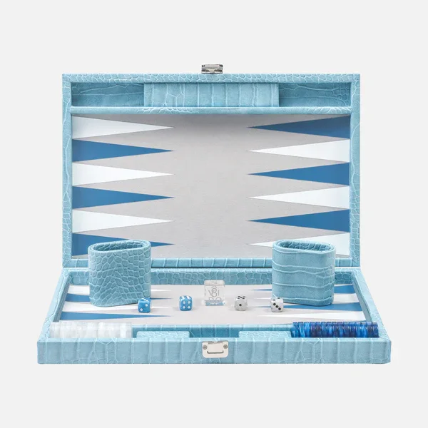 

Crocodile Leather Backgammon Case Luxury Backgammon Board Game Set for Tournament Promotional Gift Item