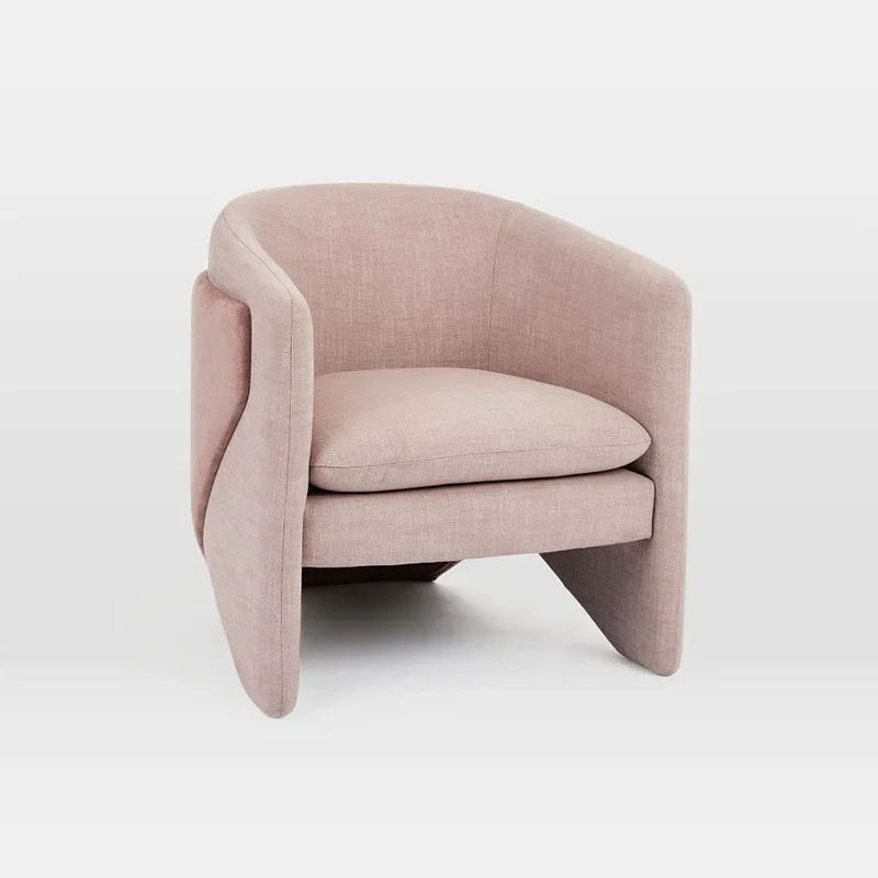 

Nordic Itality Style Modern hotel Living Room Comfortable Pink Upholstery Fabric Single Accent Sofa Chairs Leisure Chair