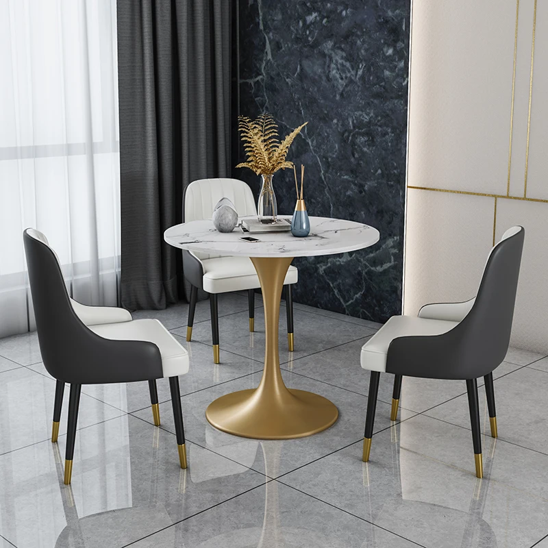 

White Marble Coffee Table Dining Living Room Round Tea Metal Coffee Tables Minimalist Gold Basses Muebles Modern Furniture