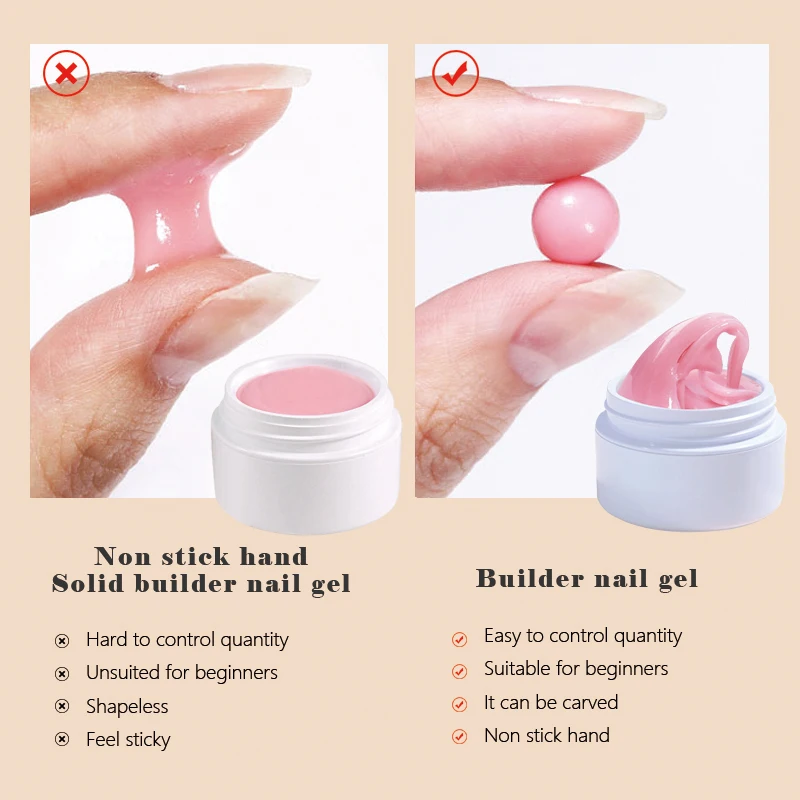 CHUNSHU Non Stick Hand Extension Gel Nail Polish Solid Gels Soak Off 3D Carving Shaping For Nail Art Manicure Design DIY Pink 15